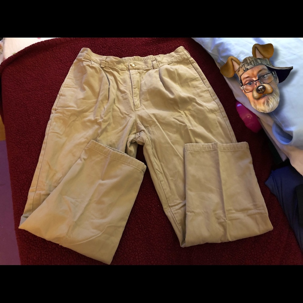 L.L. Bean Mens Vintage Flannel-Lined Comfort-Waist Khaki Pants Size 37x32